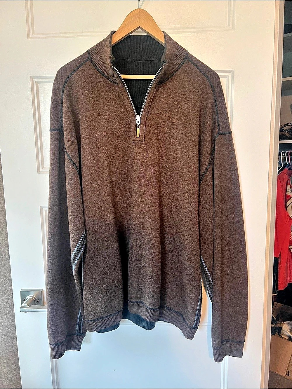 Tommy Bahama Brown Half-Zip Sweater